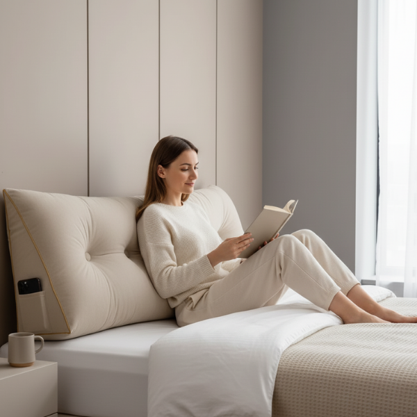 Ergonomic Wedge Pillow | Back & Neck Support with Removable Cover for Bed & Sofa Relaxation