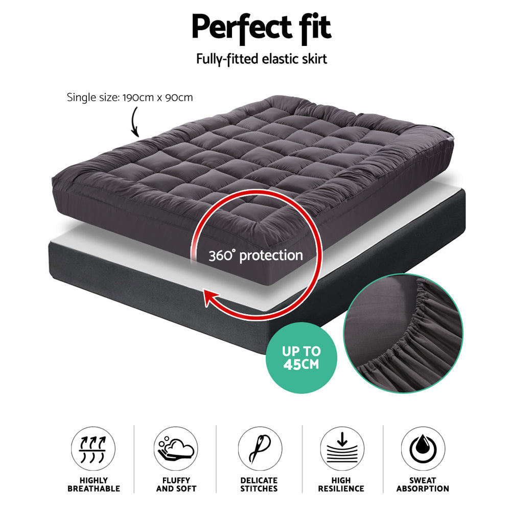 Bamboo Charcoal Mattress Topper | Ultra-Plush, Hypoallergenic & Deep-Fitted for Comfortable Sleep All Year Round