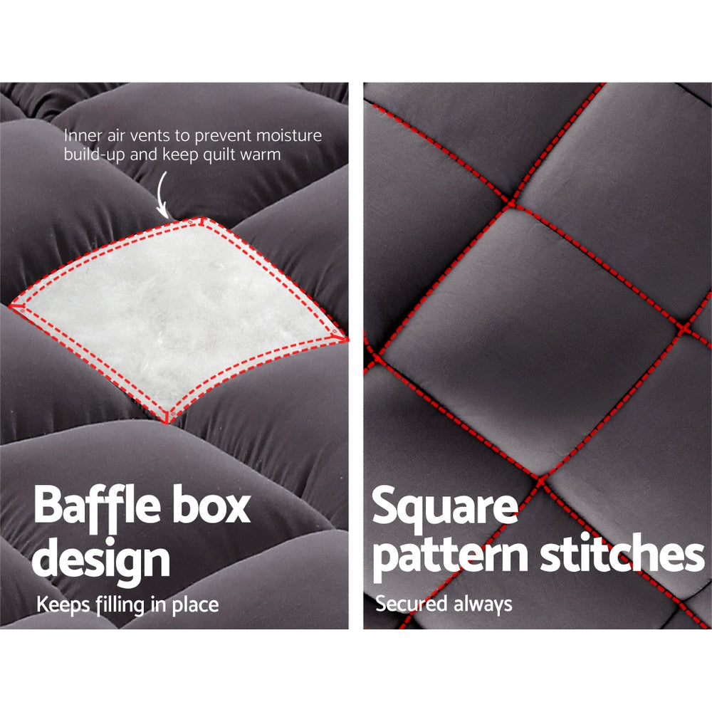 Bamboo Charcoal Mattress Topper | Ultra-Plush, Hypoallergenic & Deep-Fitted for Comfortable Sleep All Year Round