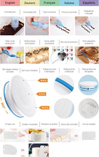 Cake Decorating Kit with Icing Tips, Leveler, Turntable & Piping Bags for Professional Baking and Cake Design