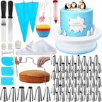 Cake Decorating Kit with Icing Tips, Leveler, Turntable & Piping Bags for Professional Baking and Cake Design