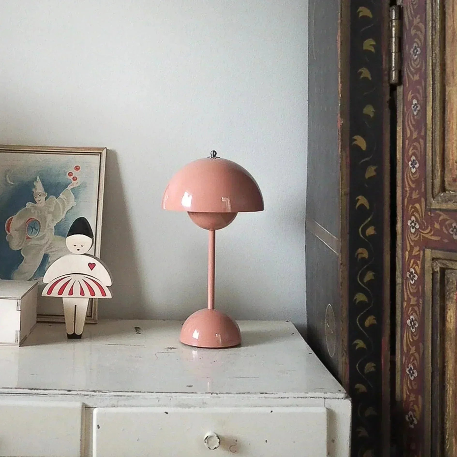 LED Mushroom Lamp - Taupe Scandinavian Mid-Century Fixture for Living Room & Bedroom Lighting