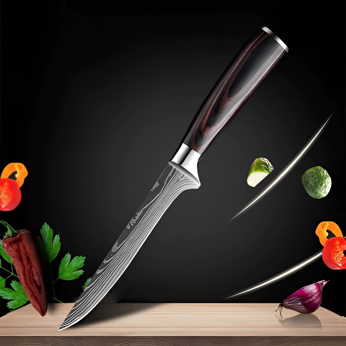 Damascus Steel Chef Knife Set - High-Carbon Blades with Wood Handles for Professional Cooking & Culinary Use