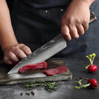 Damascus Steel Chef Knife Set - High-Carbon Blades with Wood Handles for Professional Cooking & Culinary Use