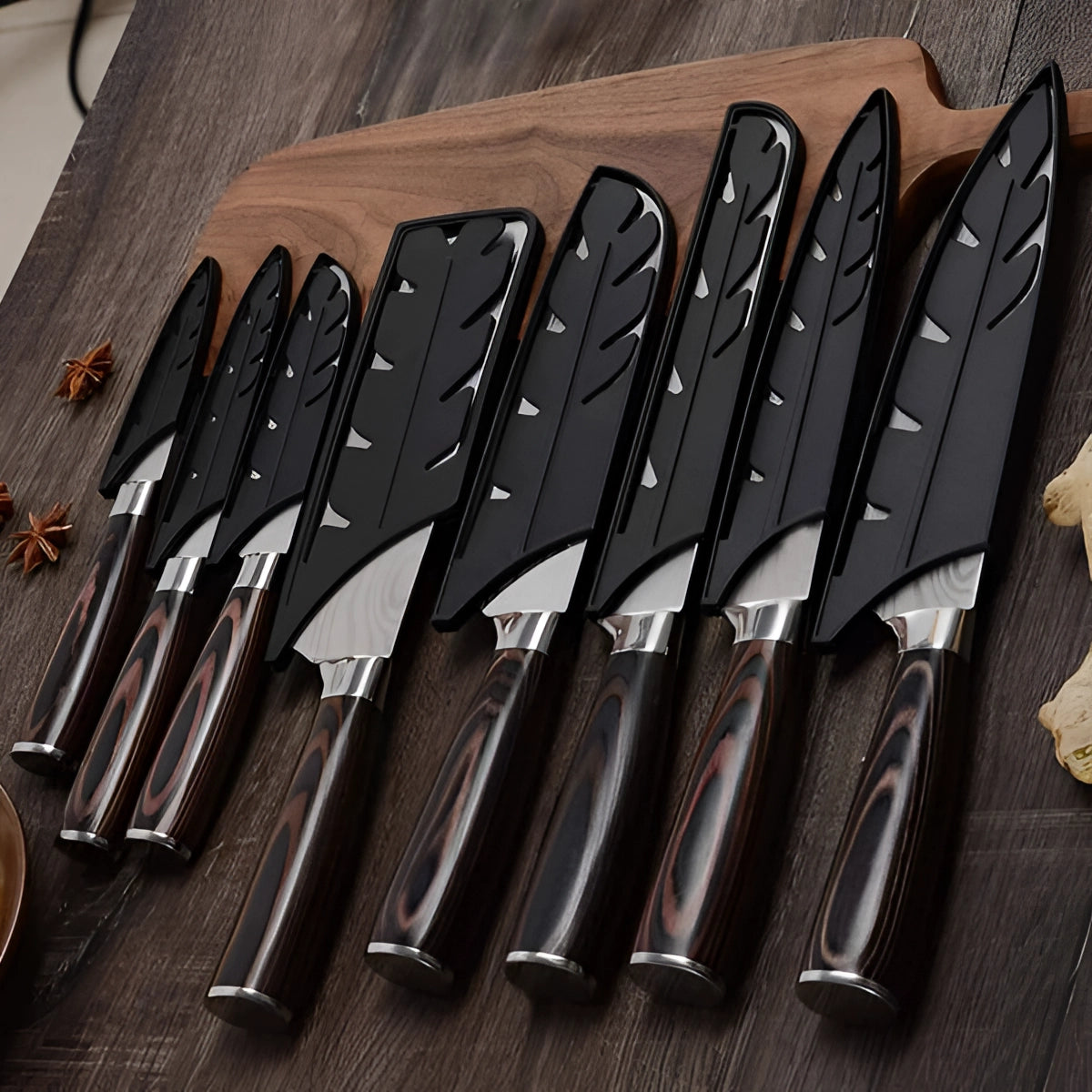 Damascus Steel Chef Knife Set - High-Carbon Blades with Wood Handles for Professional Cooking & Culinary Use