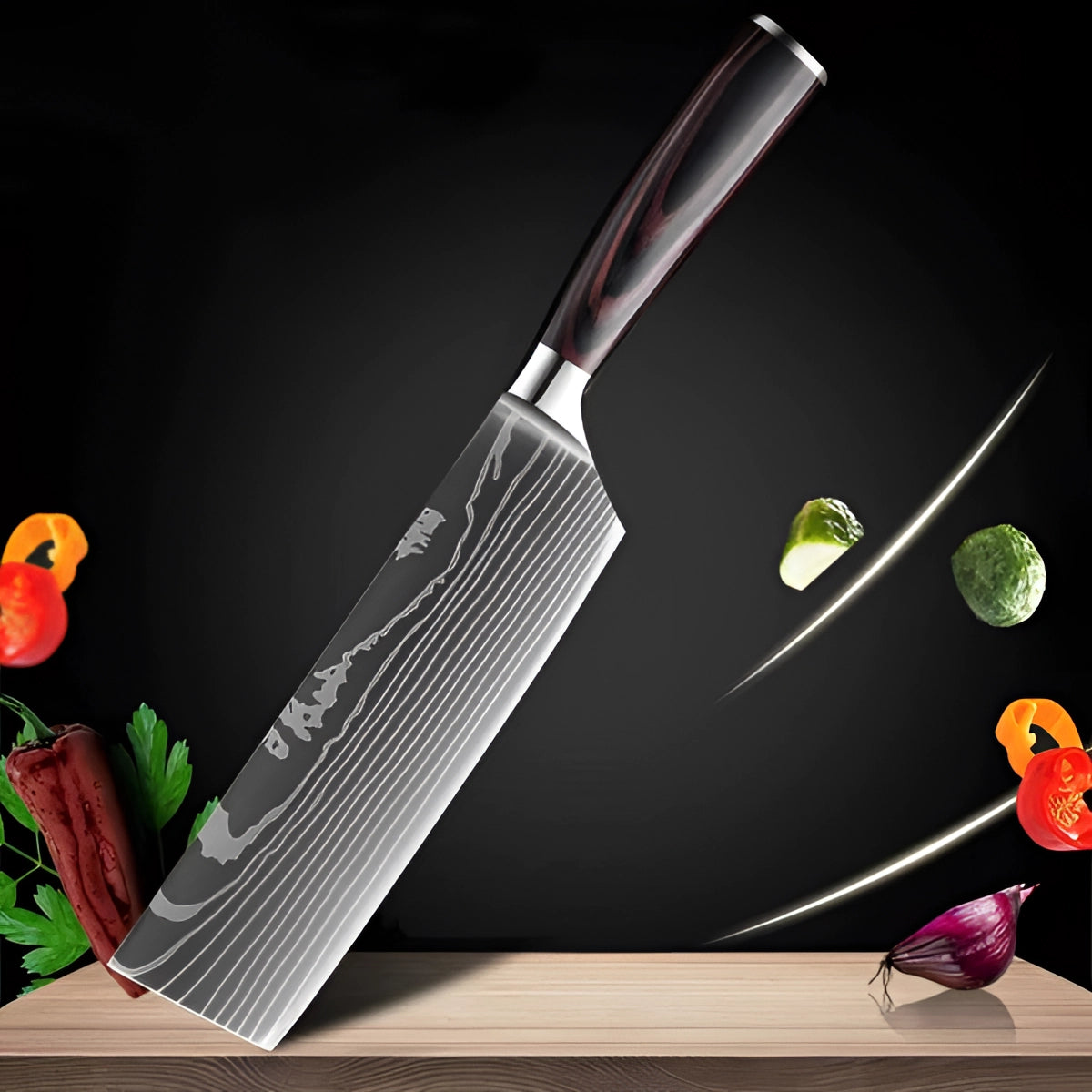 Damascus Steel Chef Knife Set - High-Carbon Blades with Wood Handles for Professional Cooking & Culinary Use