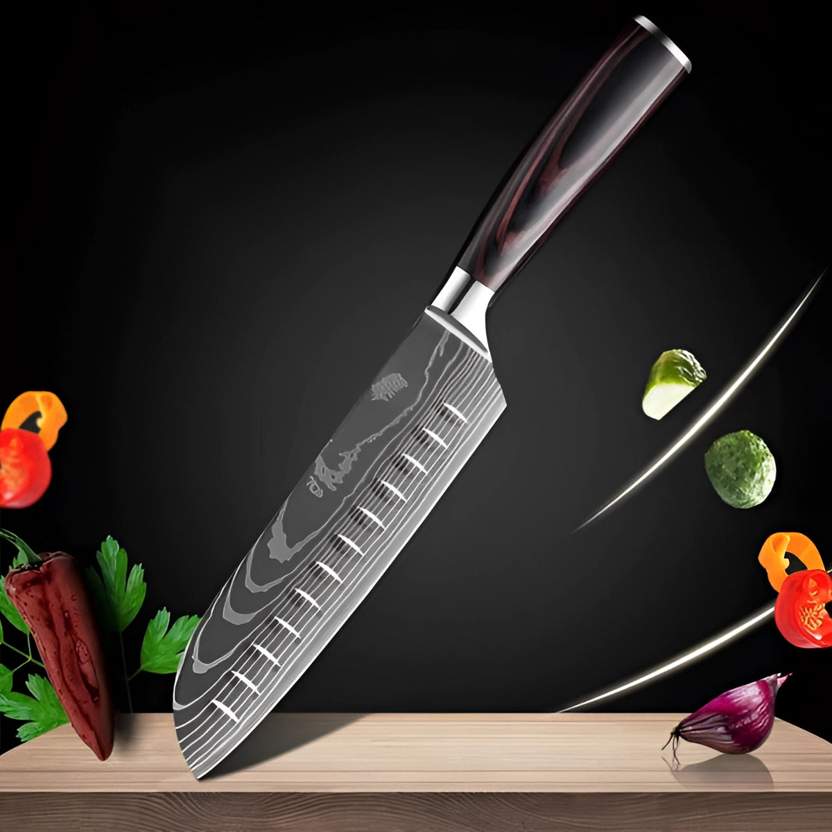 Damascus Steel Chef Knife Set - High-Carbon Blades with Wood Handles for Professional Cooking & Culinary Use