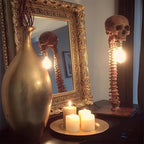 Gothic Skull Light Fixture: Skeleton Spine Lamp for Eerie Home Decor & Halloween Themed Rooms
