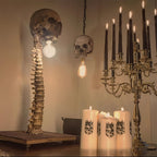 Gothic Skull Light Fixture: Skeleton Spine Lamp for Eerie Home Decor & Halloween Themed Rooms