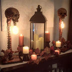 Gothic Skull Light Fixture: Skeleton Spine Lamp for Eerie Home Decor & Halloween Themed Rooms