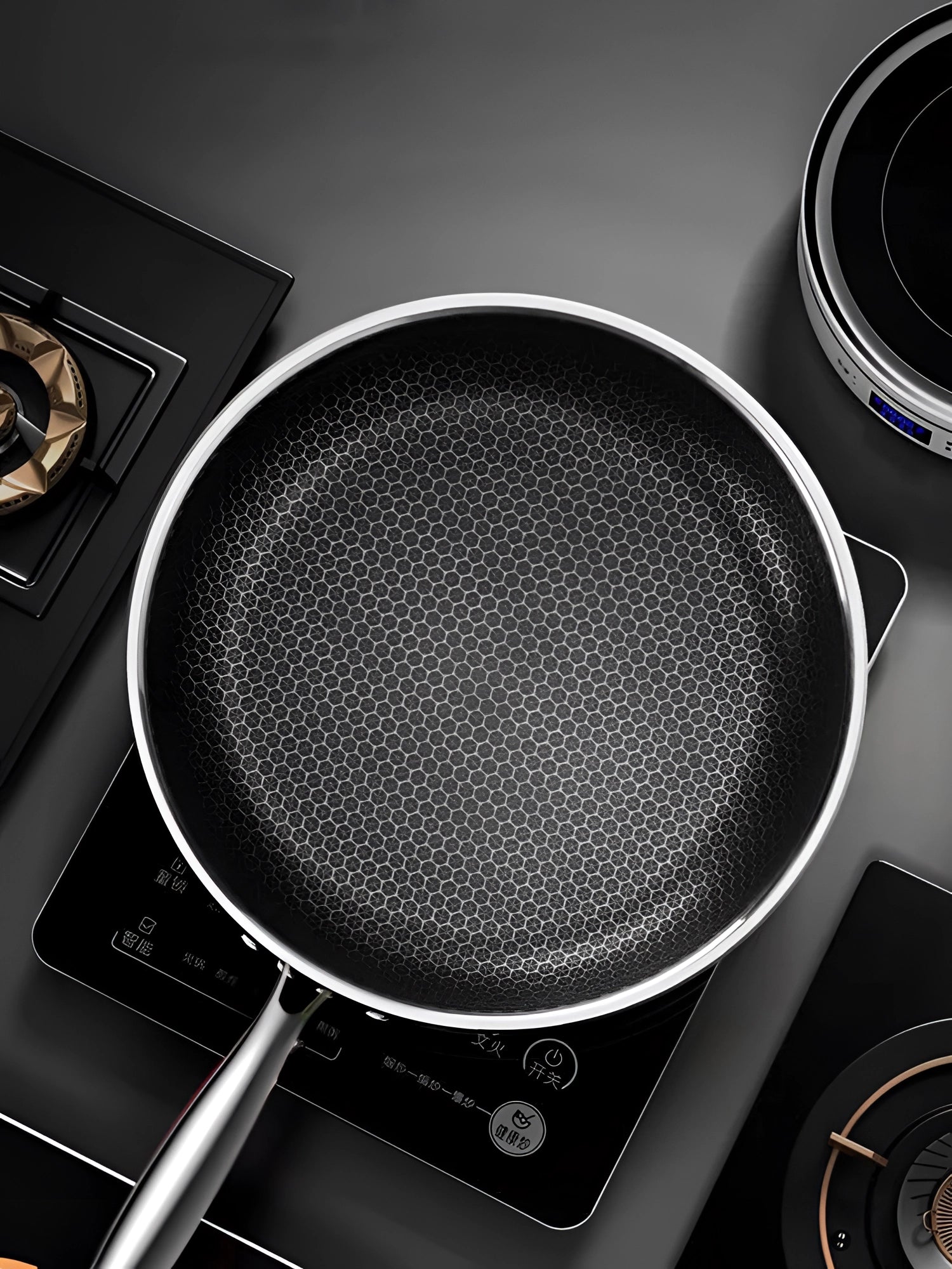 Non-Stick Induction Frying Pan - Honeycomb Design, Scratch-Resistant, Ergonomic Handle for Easy Cooking & Cleanup
