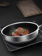 Non-Stick Induction Frying Pan - Honeycomb Design, Scratch-Resistant, Ergonomic Handle for Easy Cooking & Cleanup