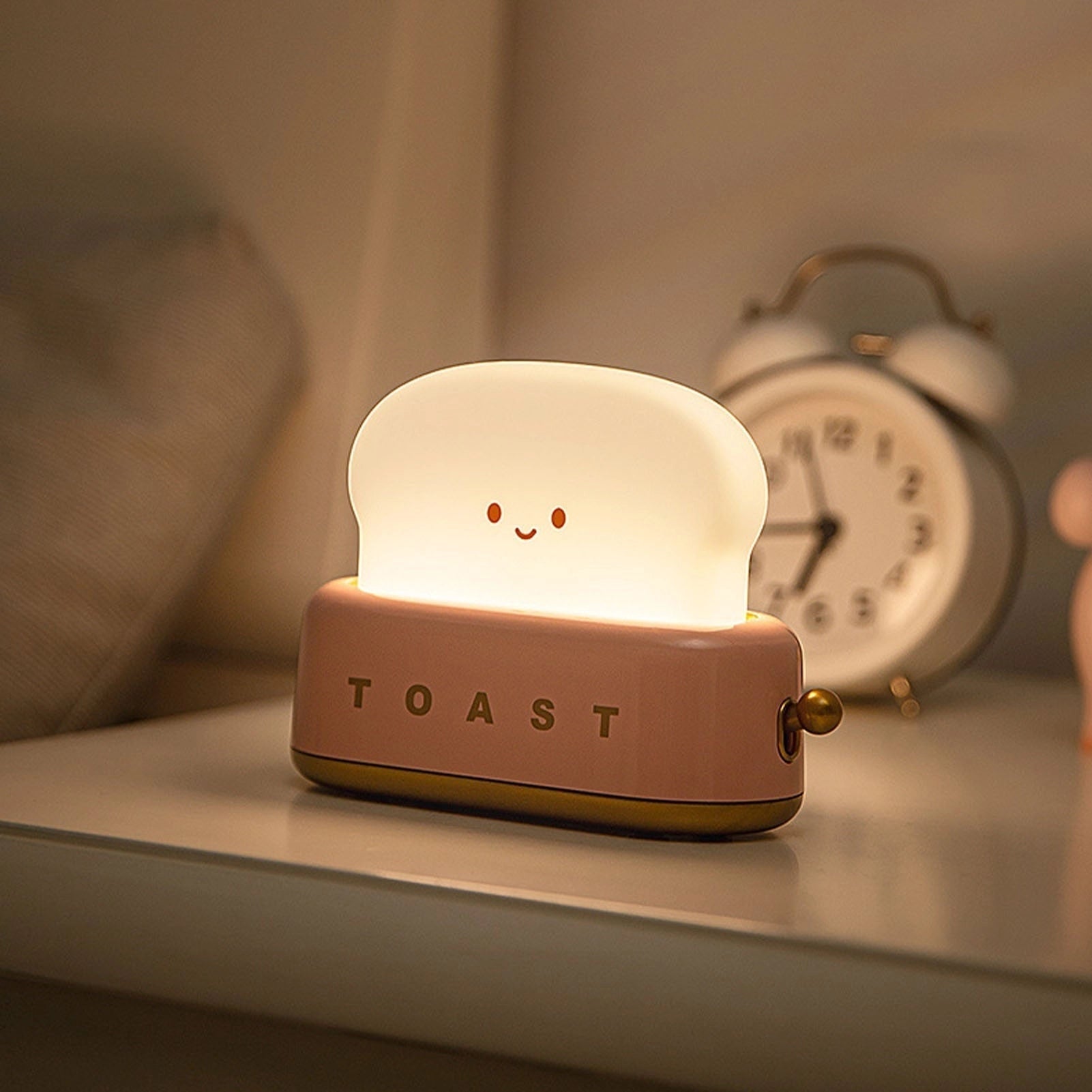 LED Kawaii Toast Night Light - Cute Bedside Lamp for Kids' Room & Nursery Decor