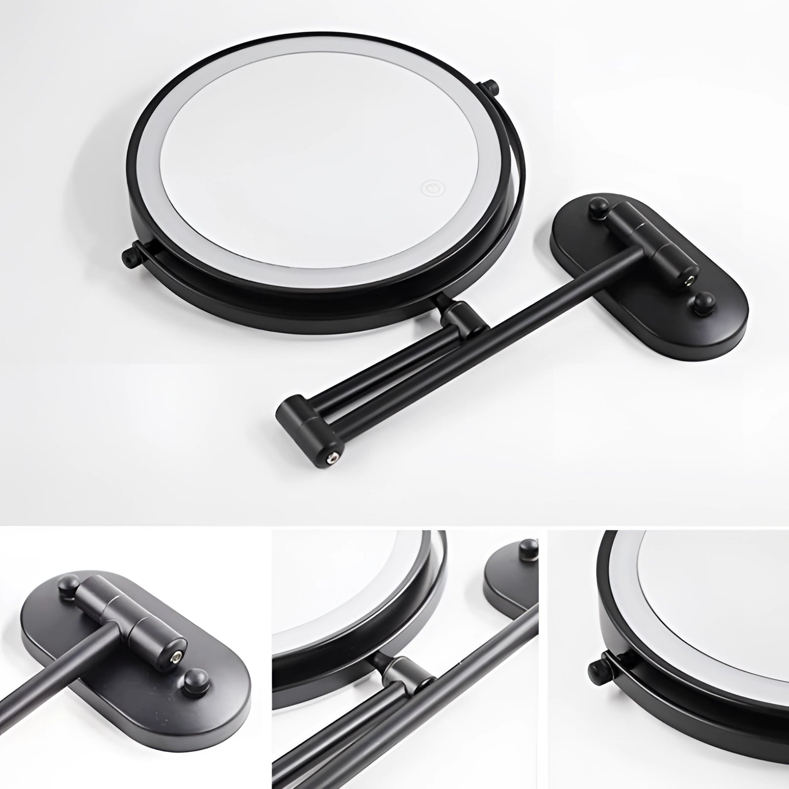 LED Wall-Mounted Magnifying Makeup Mirror with Adjustable Touch Sensor for Precision Grooming and Beauty Application