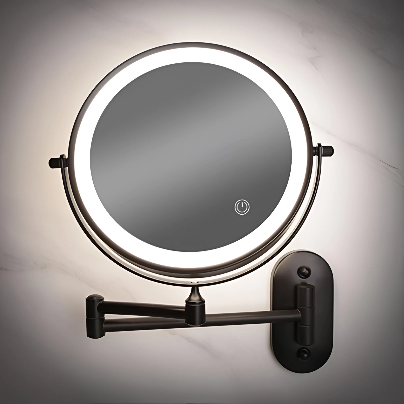 LED Wall-Mounted Magnifying Makeup Mirror with Adjustable Touch Sensor for Precision Grooming and Beauty Application