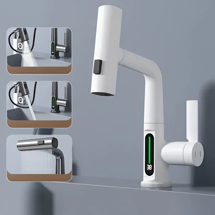 Smart Touchless Kitchen Faucet with Temperature Display & Pull-Out Spray for Easy Cleaning and Cooking