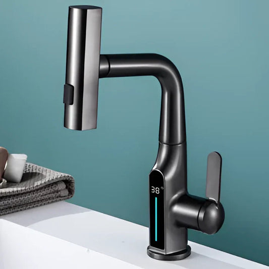 Smart Touchless Kitchen Faucet with Temperature Display & Pull-Out Spray for Easy Cleaning and Cooking