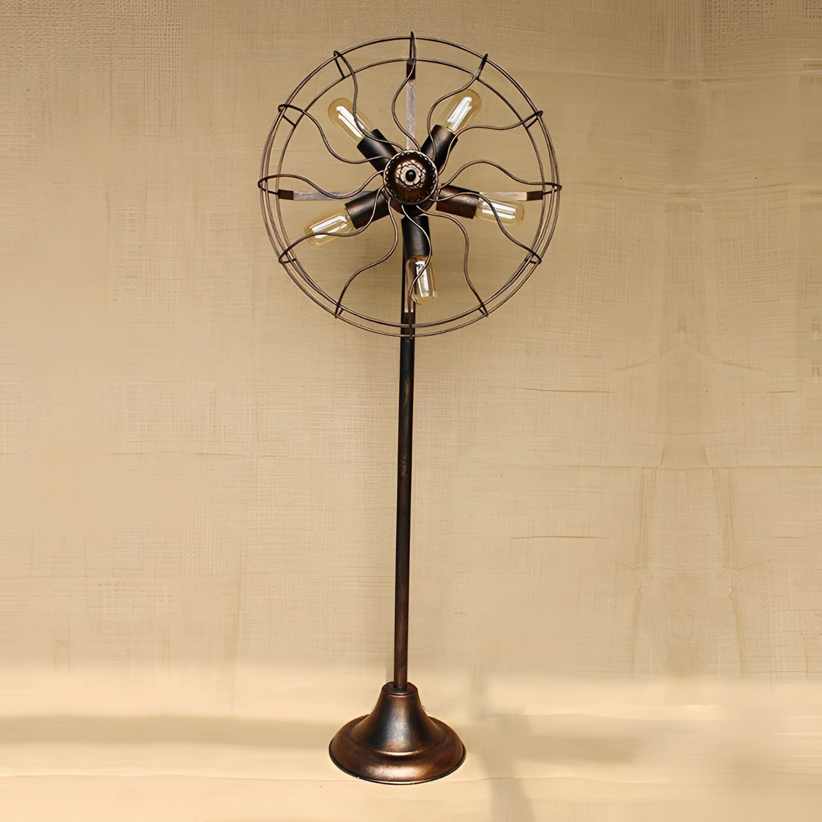 Antique Brass Oscillating Floor Fan - Adjustable Height for Home & Office Use