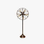 Antique Brass Oscillating Floor Fan - Adjustable Height for Home & Office Use