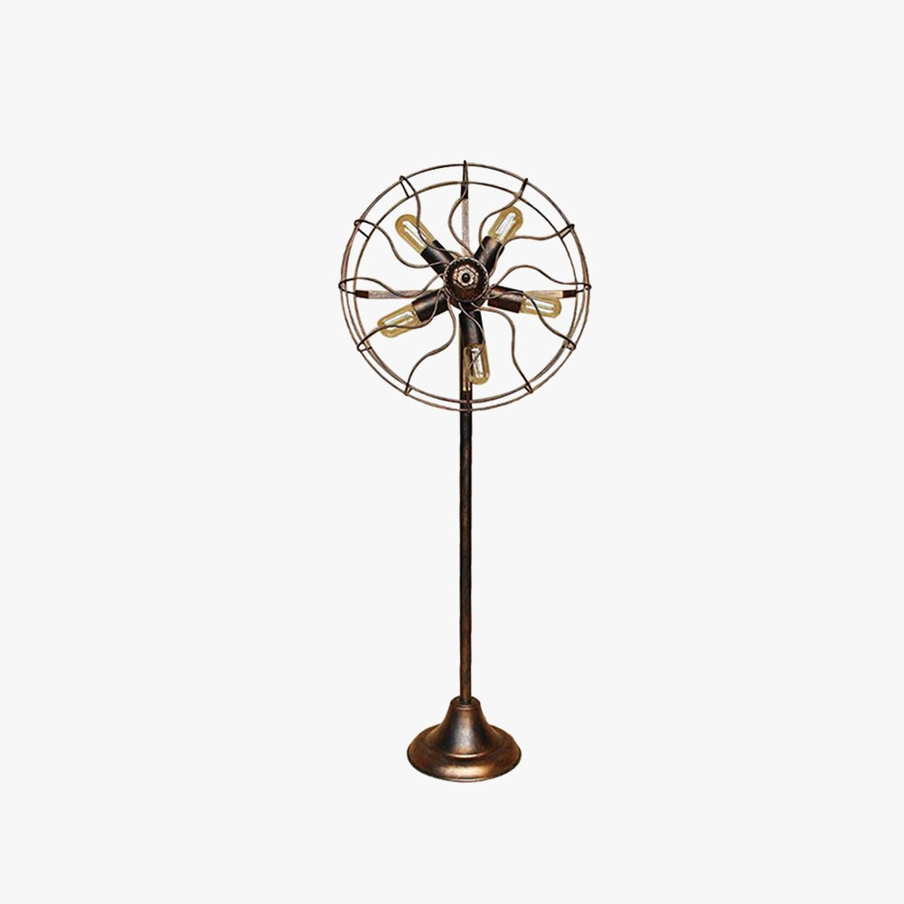 Antique Brass Oscillating Floor Fan - Adjustable Height for Home & Office Use