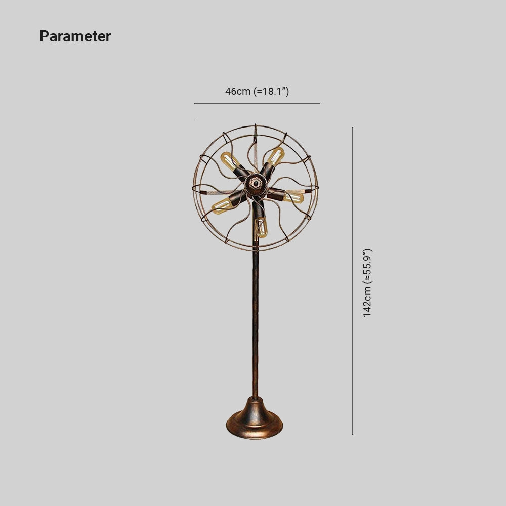 Antique Brass Oscillating Floor Fan - Adjustable Height for Home & Office Use