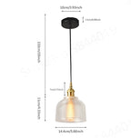 Vintage Ribbed Glass Pendant Light Fixture - Brass Hanging Light for Kitchen & Dining Room