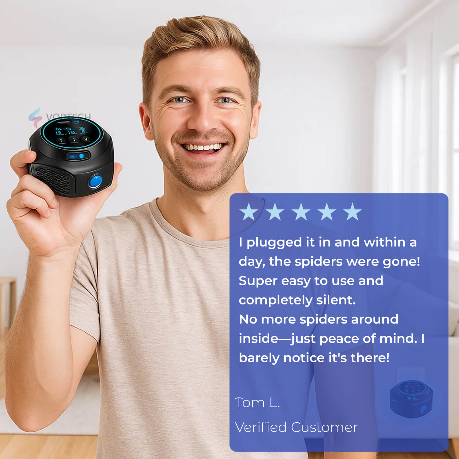 Plug-In Ultrasonic Spider Repeller | Chemical-Free, Safe & Silent for Home Coverage up to 3200 sq. ft.