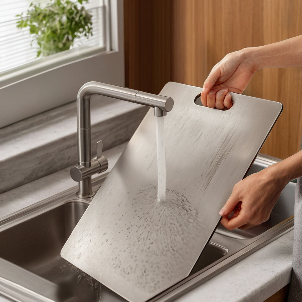 Titanium Cutting Board – 100% Pure Titanium, Antibacterial & Non-Porous Surface for Professional Chefs and Modern Kitchens