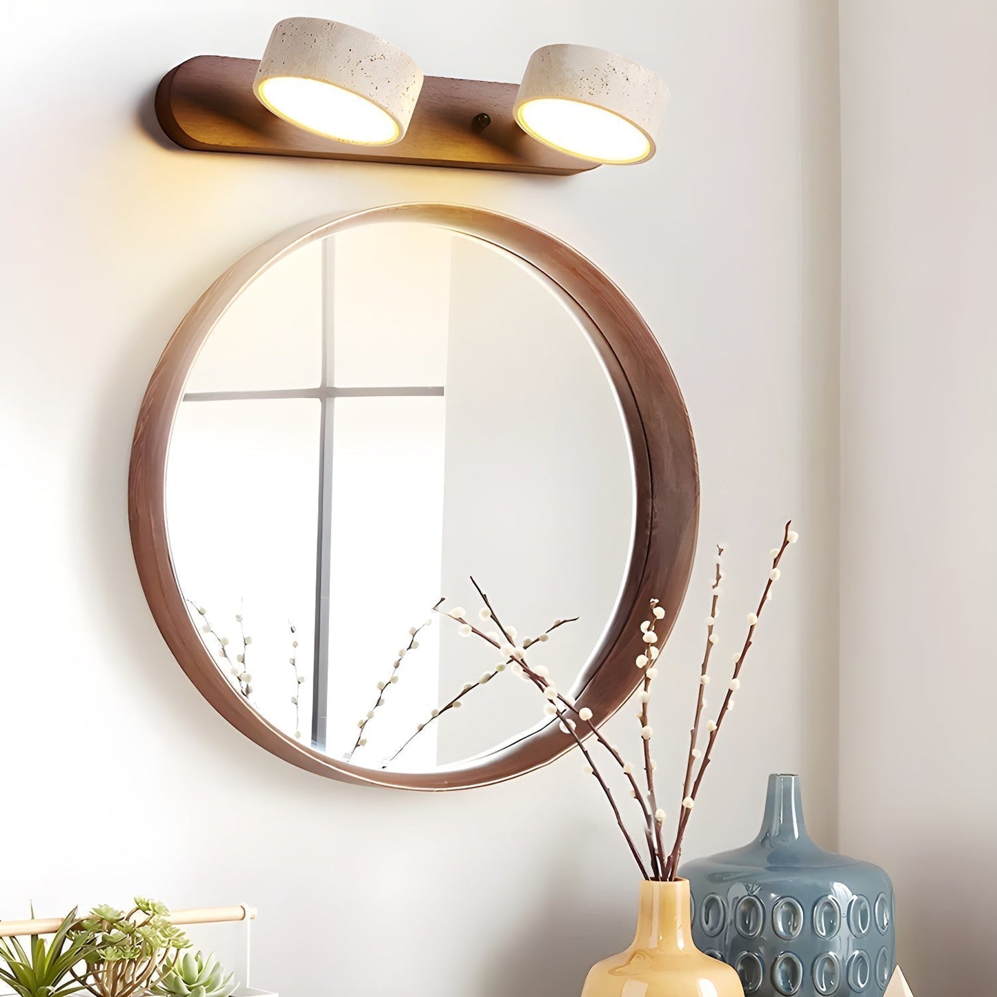 Travertine Duo Wall Light Fixture - Adjustable Bracket Lamp for Living Room & Bedroom Lighting