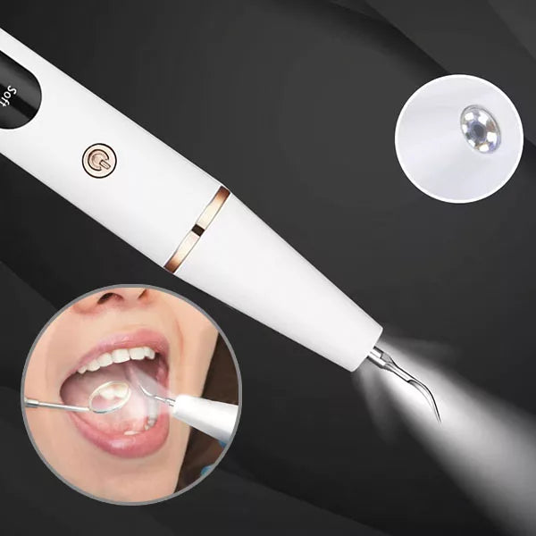 Ultrasonic Dental Plaque Remover Tool with LED Light for Tartar Removal and Teeth Cleaning at Home