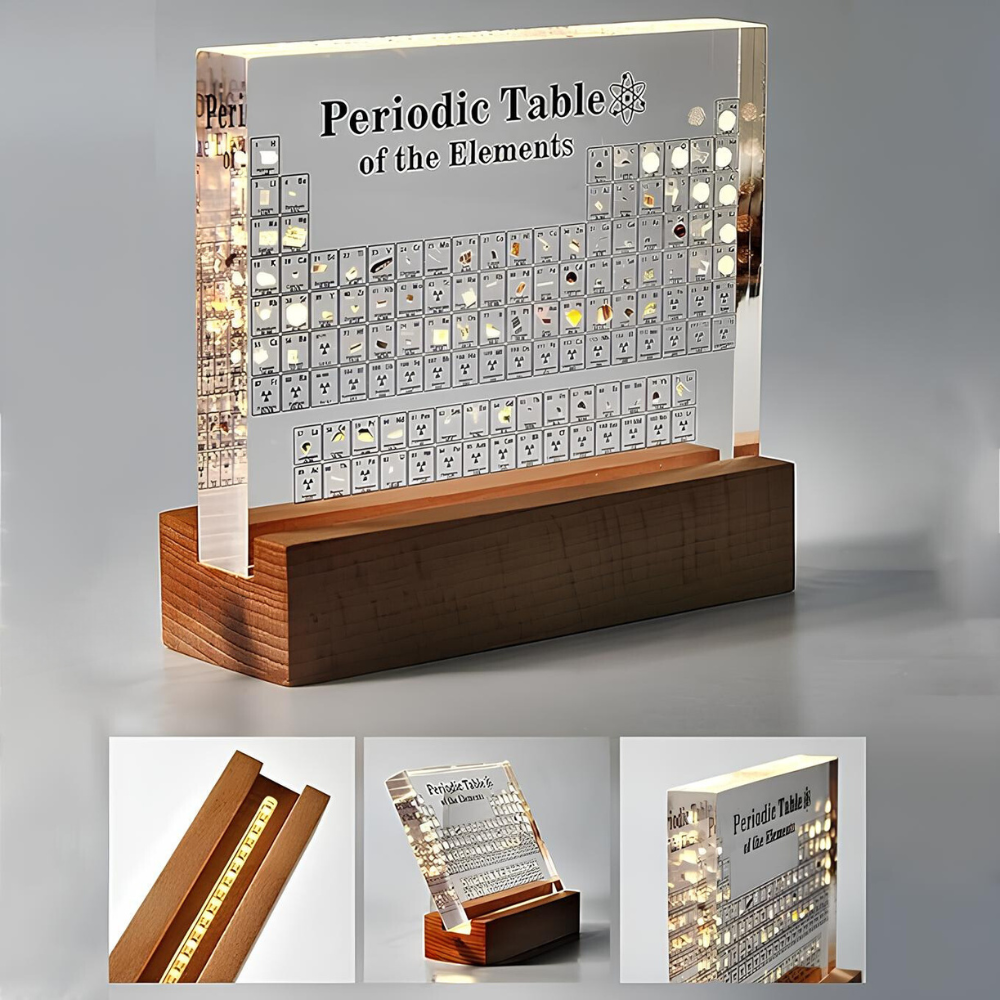 Illuminated Periodic Table with Real Elements | Premium Acrylic Display for Educational Use and Home Decor