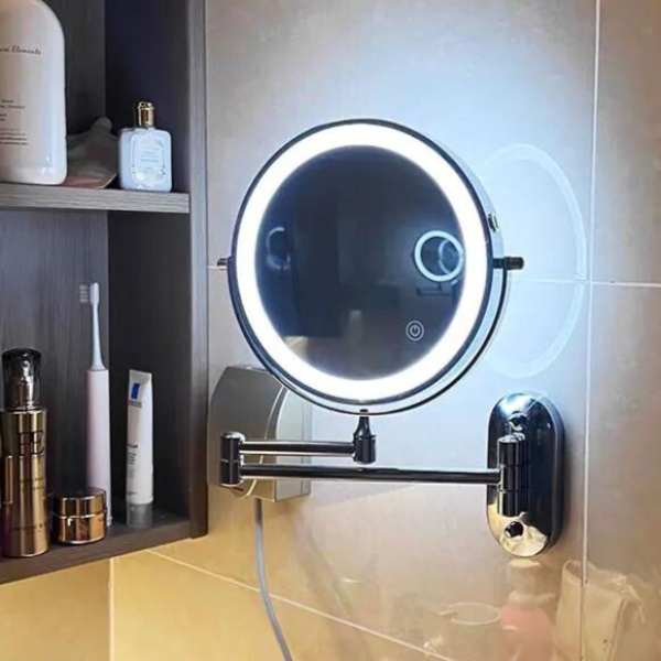LED Rechargeable Makeup Mirror | 3-Color Touch-Control, Magnifying & Wall-Mount Design for Precision Grooming and Skincare