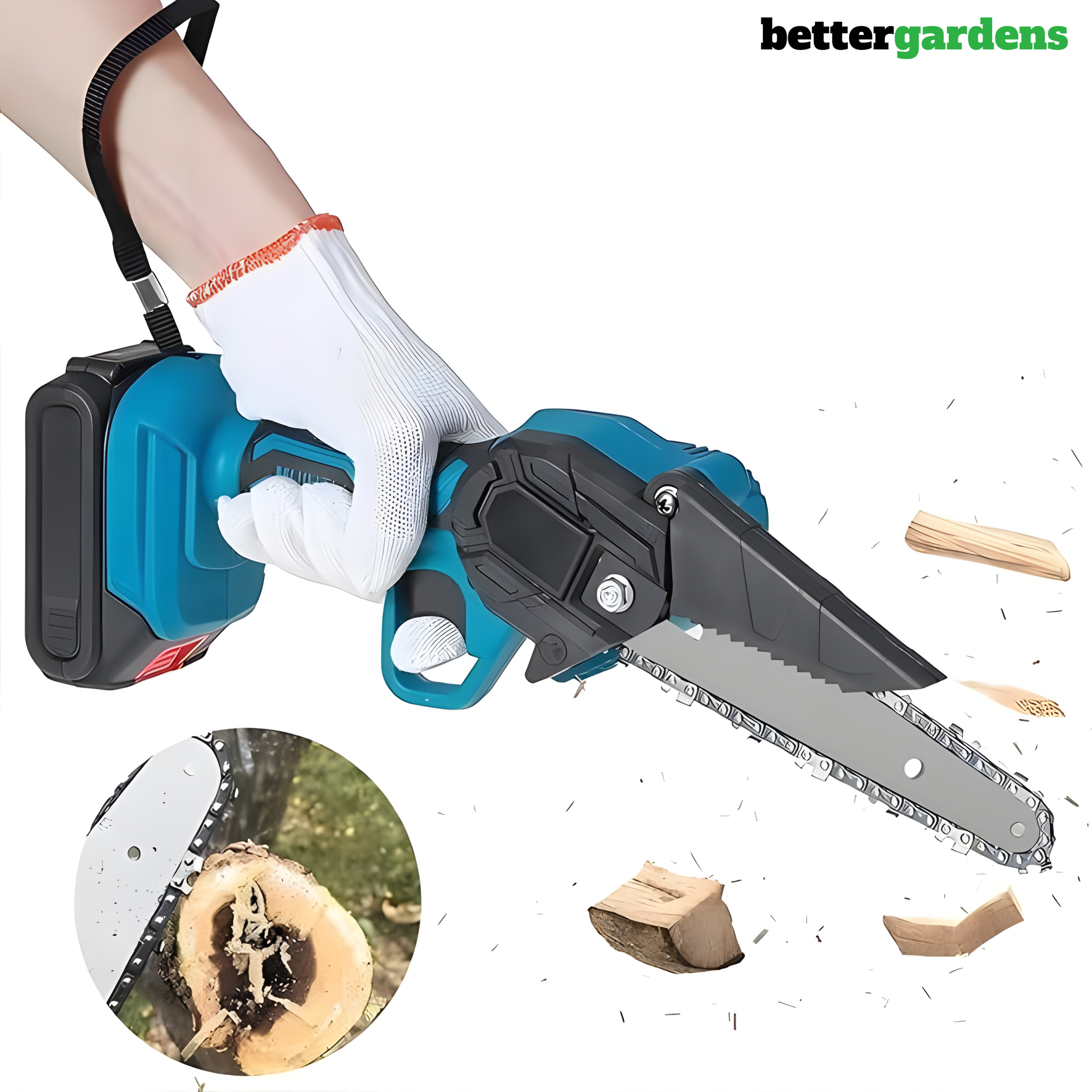 6” Lightweight Mini Chainsaw Kit | Includes 2 Free Batteries & Ideal for Gardening and Tree Trimming