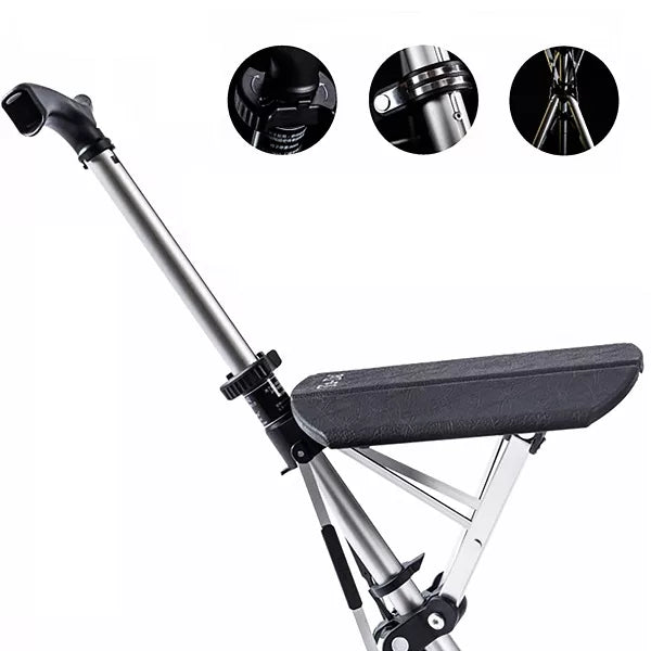 Folding Walking Cane with Seat - Portable Adjustable Stick Chair for Seniors & Outdoor Use
