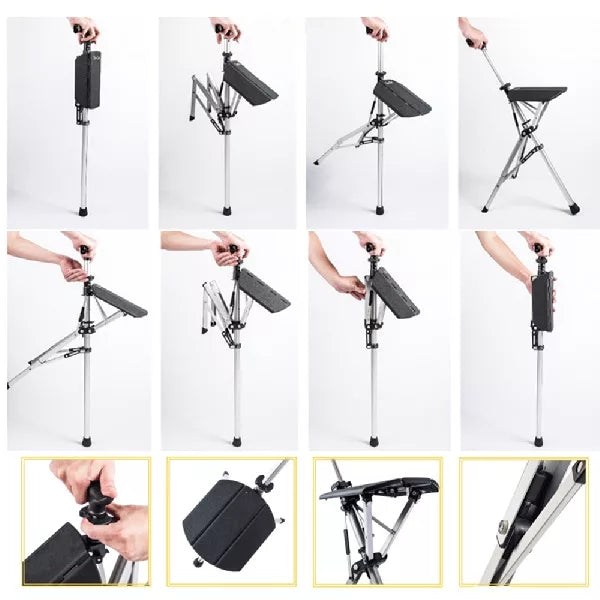 Folding Walking Cane with Seat | Lightweight, Non-Slip & Ideal for Active Seniors and Outdoor Use