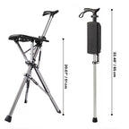 Folding Walking Cane with Seat - Portable Adjustable Stick Chair for Seniors & Outdoor Use