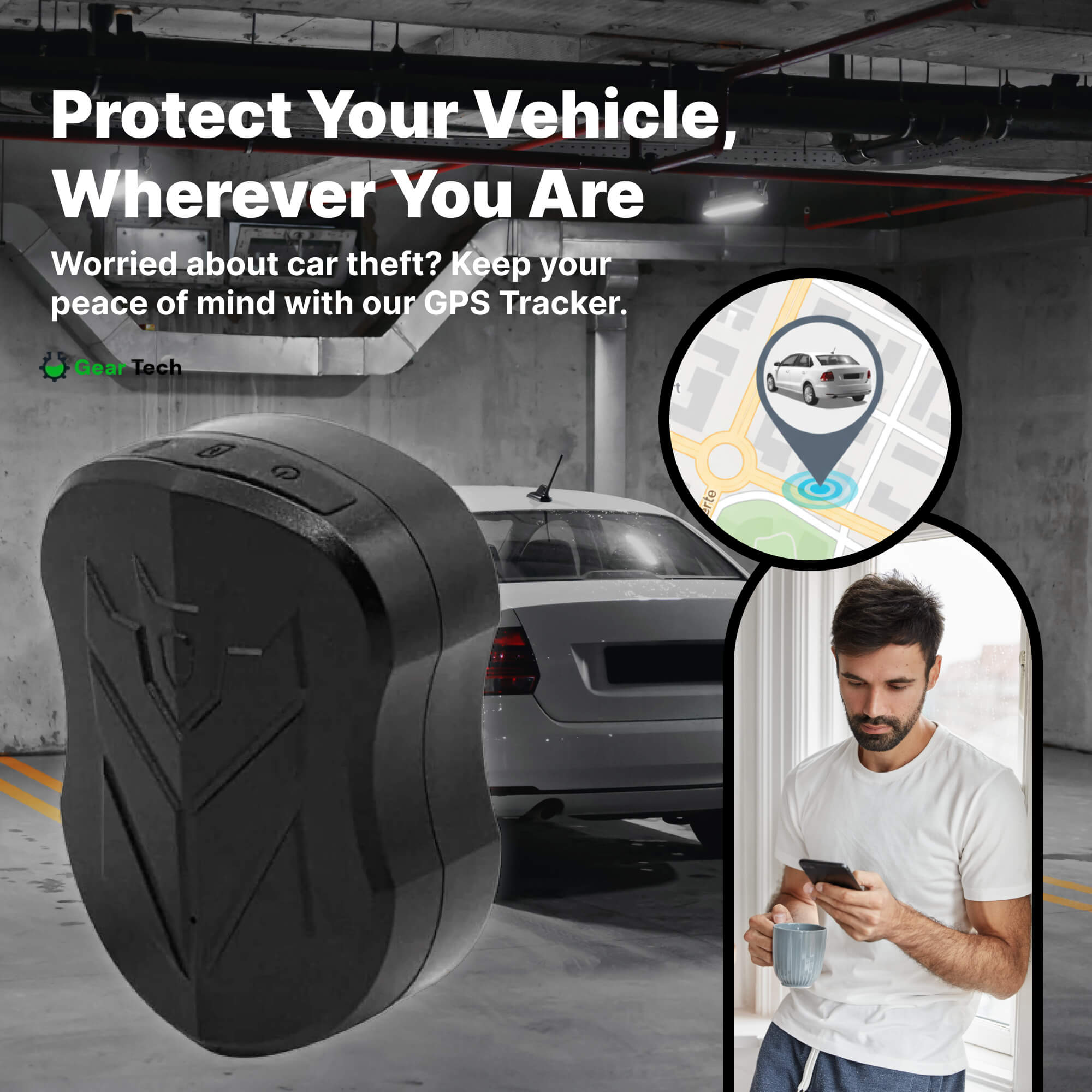 Waterproof GPS Car Tracker | Real-Time Monitoring, Voice Activation & 5000mAh Battery for Vehicle Security