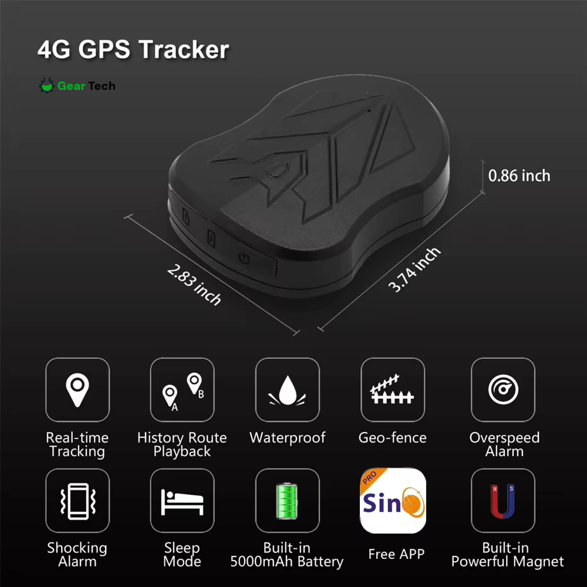 Waterproof GPS Car Tracker | Real-Time Monitoring, Voice Activation & 5000mAh Battery for Vehicle Security