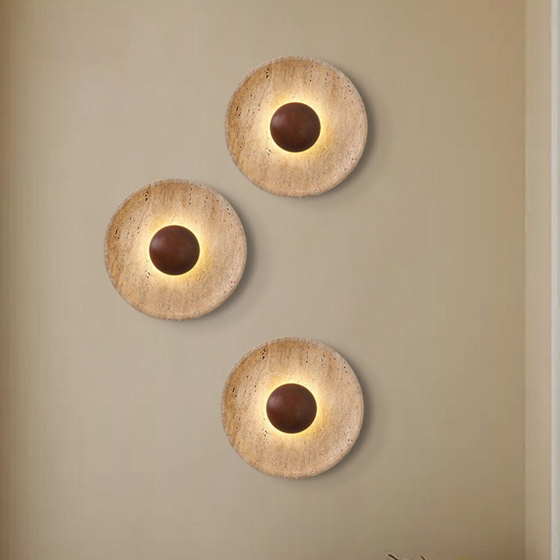 Travertine Stone Wall Lamp - Wabi-Sabi Design for Unique Home Decor & Ambient Lighting