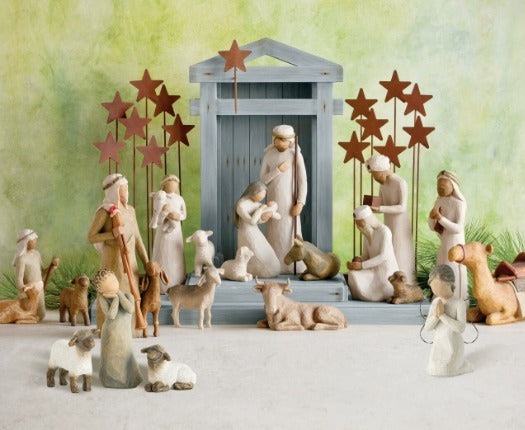 Handmade Nativity Crèche Set | Timeless Wooden Design with Joseph, Mary, Angel & Animals for Christmas Decor and Family Traditions