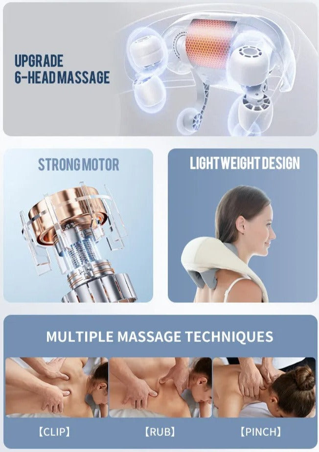 Neck and Back Massager | 3D Massage Heads, Warm Compress & Versatile for Full-Body Relaxation