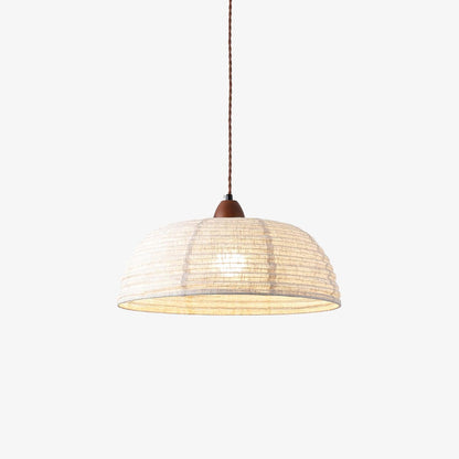 Wood and Fabric Pendant Lamp - Rustic Hanging Light Fixture for Dining Room & Kitchen Decor