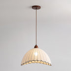 Wood and Fabric Pendant Lamp - Rustic Hanging Light Fixture for Dining Room & Kitchen Decor