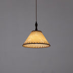 Wood and Fabric Pendant Lamp - Rustic Hanging Light Fixture for Dining Room & Kitchen Decor