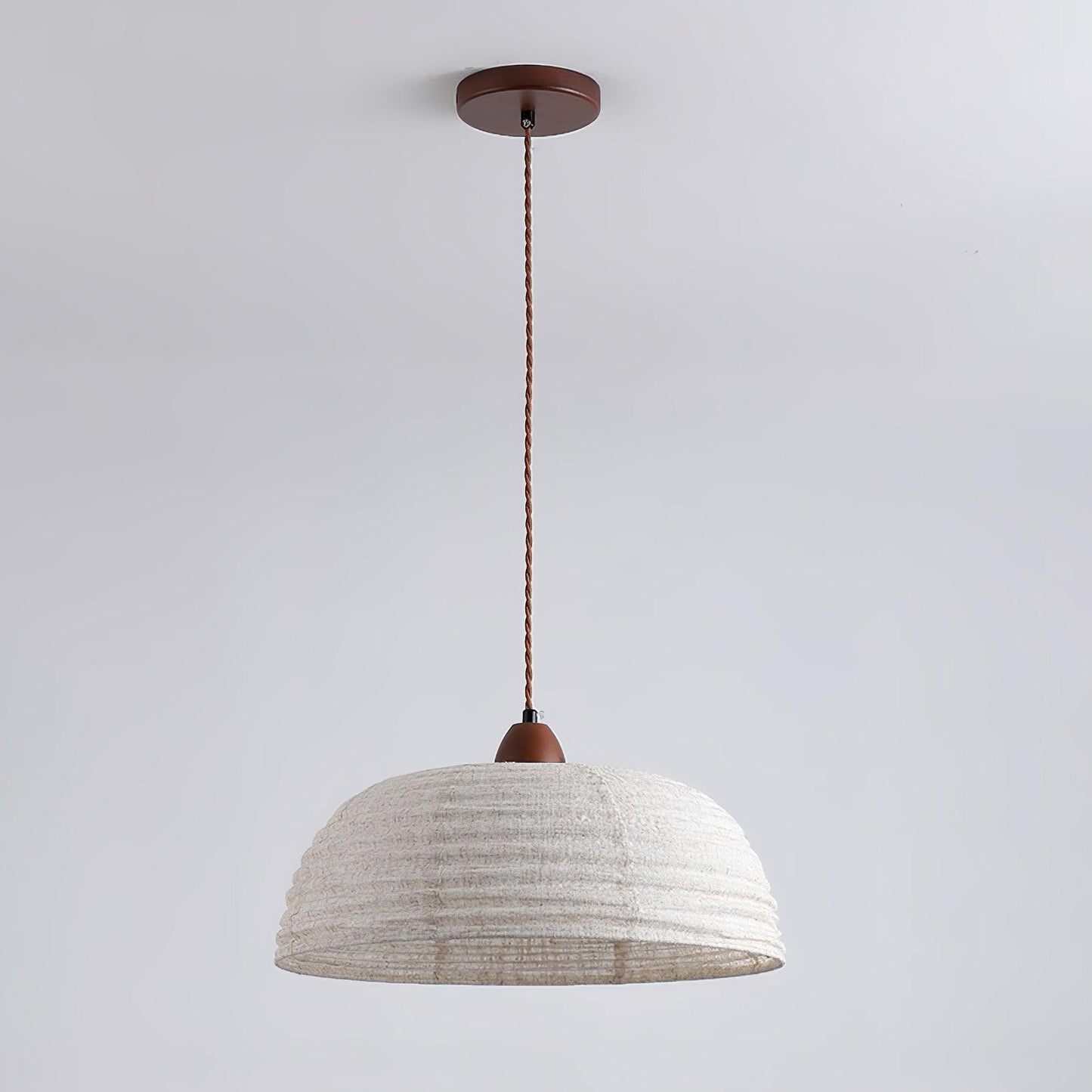 Wood and Fabric Pendant Lamp - Rustic Hanging Light Fixture for Dining Room & Kitchen Decor