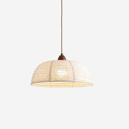 Wood and Fabric Pendant Lamp - Rustic Hanging Light Fixture for Dining Room & Kitchen Decor