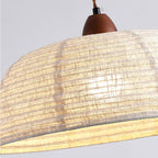 Wood and Fabric Pendant Lamp - Rustic Hanging Light Fixture for Dining Room & Kitchen Decor