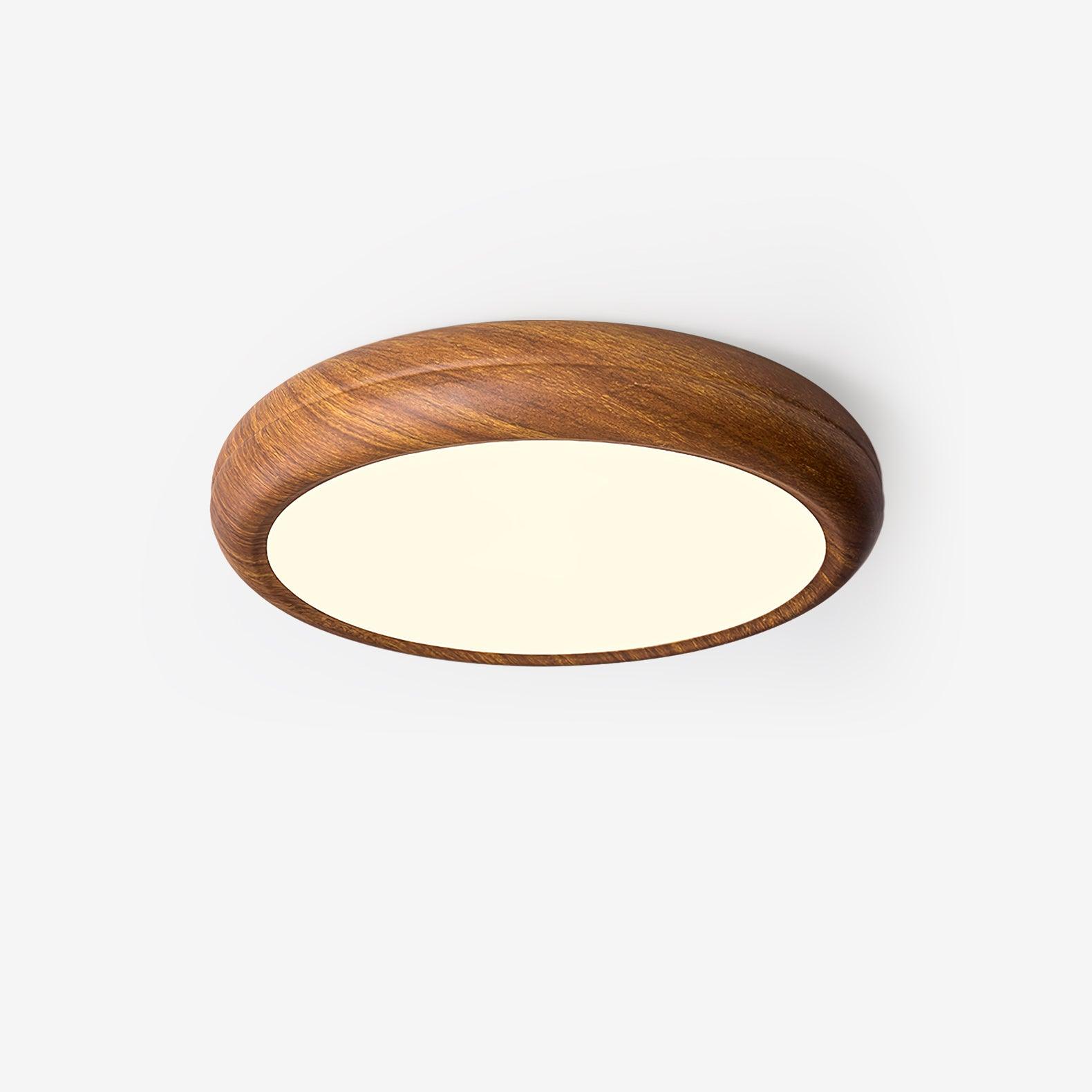 Wood Grain Round Ceiling Light Fixture - Modern LED Design for Living Room & Bedroom Illumination
