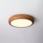 Wood Grain Round Ceiling Light Fixture - Modern LED Design for Living Room & Bedroom Illumination
