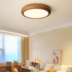 Wood Grain Round Ceiling Light Fixture - Modern LED Design for Living Room & Bedroom Illumination